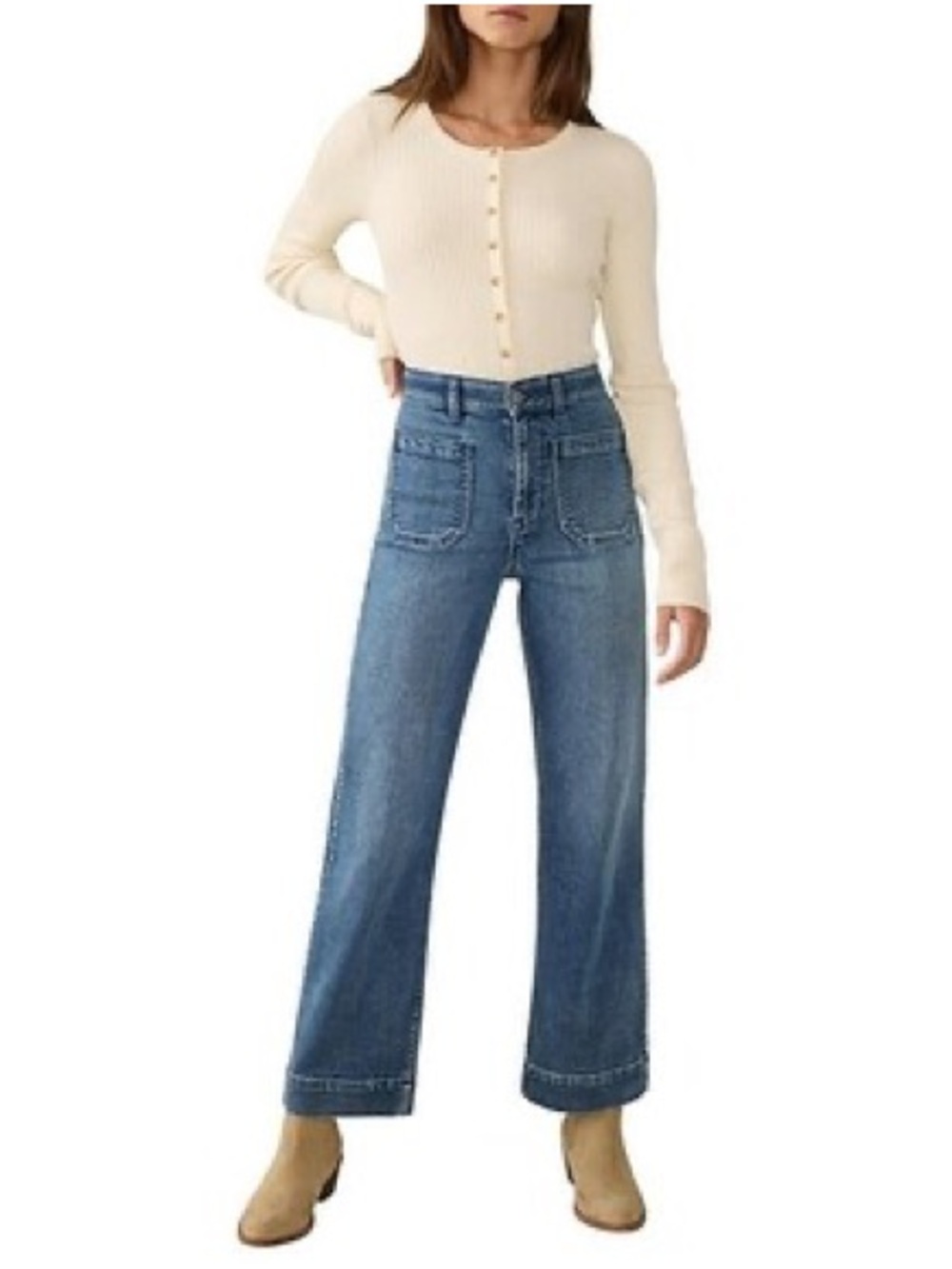 Faherty Terry Stretch Denim Wide &‎ Flare Leg Jeans size 29